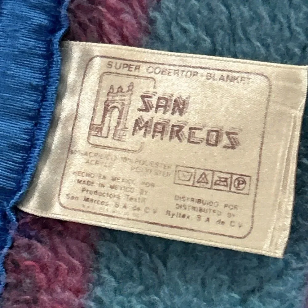 Vtg San Marcos BLANKET Stained Glass Floral Multicolor Throw 74x52
